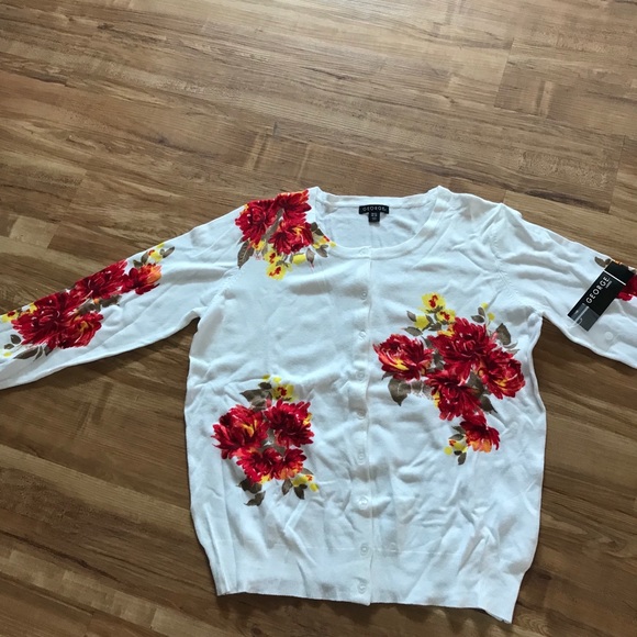 George Sweaters - Flowered Cardigan Sweater George Sweaters - Flowered Cardigan Sweater